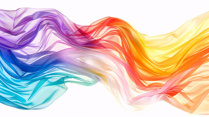 An artistic LGPTQ+ Pride flag depiction with a gradient of rainbow colors blending seamlessly on a stark white background, creating a striking contrast that emphasizes inclusivity and pride