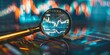 A magnifying glass focusing on intricacies of a glowing financial chart against a blurred background
