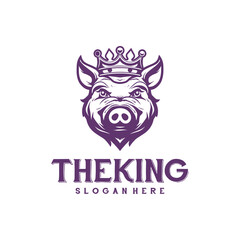 Wall Mural - King boar logo vector illustration