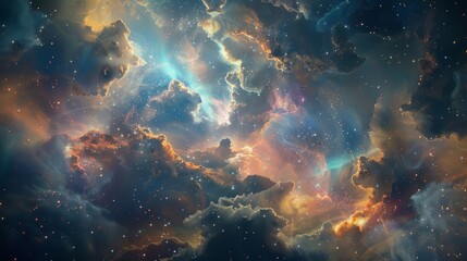 Nebulous cloud with colorful gas backdrop