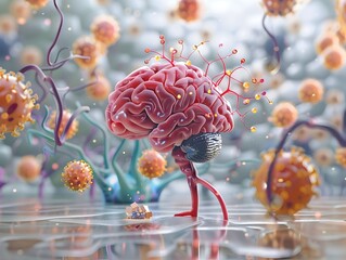 Poster - 3d rendered infographic showcasing insulin and hormone effects on brain function and cognition