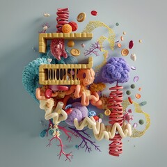 Poster - metabolic infographic insulin leptin and ghrelin hormone interactions in 3d digital art