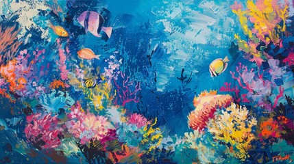 Wall Mural - Coral reef's vibrant life with coral and turquoise hues backdrop
