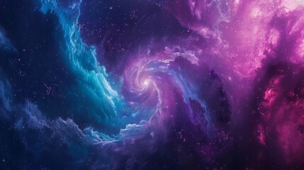 Swirling galaxies and cosmic dust in celestial dance backdrop