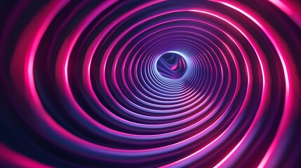 Wall Mural - this graphic design features an abstract illusion of a spiral, composed of pink and violet neon line