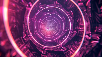 Wall Mural - this graphic design features an abstract illusion of a spiral, composed of pink and violet neon line