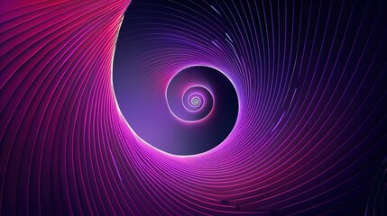 Wall Mural - this graphic design features an abstract illusion of a spiral, composed of pink and violet neon line