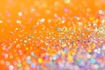 shiny bright glitter scattered on orange background