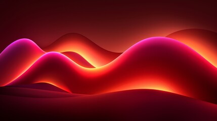 Poster -  A red and pink wave of light, computationally generated, against a dark backdrop with matching hues