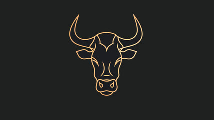 bull line toro art outline monoline linear logo vector icon