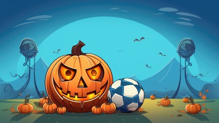 Wall Mural - halloween background with pumpkin