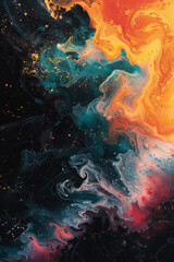 Poster - Impression of a mosh pit, with swirling colors and textures conveying the chaotic joy of a rock concert,