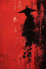 Aufkleber - Dynamic abstract interpretation of Chinese calligraphy, blending traditional brush strokes with contemporary digital effects,