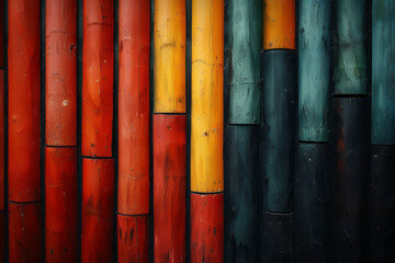 Poster - Stylized interpretation of a Peruvian pan flute, with its pipes transforming into vertical, rhythmic abstract bars,