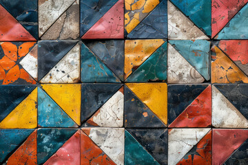 Poster - Abstract composition inspired by Moroccan tiles, merging their intricate geometric patterns with bold, contemporary art,