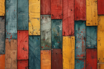 Aufkleber - Dynamic abstract interpretation of Basque txalaparta, with its wooden planks represented as staggered, rhythmic color blocks,