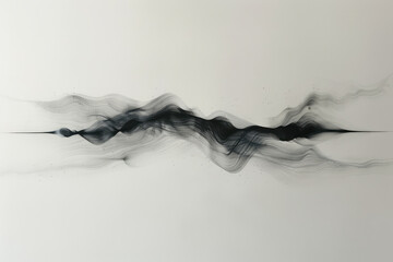 Aufkleber - A single horizontal black line bending into a subtle wave on a white canvas, representing a sound wave traveling through space,