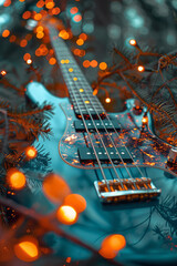 Fototapete - A series of jagged, vibrant lines that crisscross and intersect, creating a visual representation of lively guitar riffs,