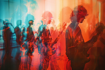 Fototapete - Interactive digital artwork that changes and morphs with viewer interactions, akin to the live response of musicians in a jam,