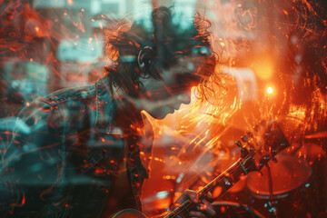 Fototapete - Interactive digital artwork that changes and morphs with viewer interactions, akin to the live response of musicians in a jam,