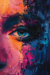 Fototapete - A chaotic blend of oil and watercolor techniques, where oil repels and watercolor bleeds, creating a visual tension similar to musical dissonance,