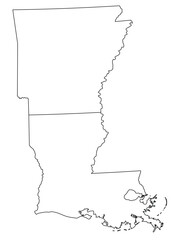 Wall Mural - Map of the US states with districts. Map of the U.S. state of Louisiana,Arkansas