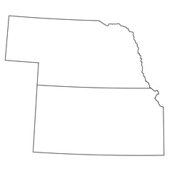 Wall Mural - Map of the US states with districts. Map of the U.S. state of Nebraska,Kansas