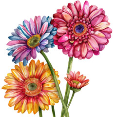 Wall Mural - gerbera flowers in a floral arrangement isolated on white or transparent background