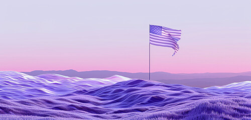 Wall Mural - Calming Veterans Day graphic in soothing lavender and seafoam, providing a serene tribute to veterans with a reflective design.