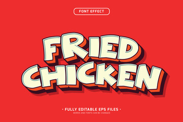 Poster - 3d pop up style text effect with fried chicken text for food and beverage business, poster and food logo design