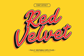 3d embossed look font style with red velvet text for food and beverage business logo design