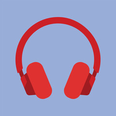 Red Headphones Icon. Headphones Speaker Vector Illustration. Gaming Podcast Content Creator headphones Icon.