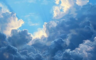 Wall Mural - Dramatic cloudscape with deep blue and soft white hues.