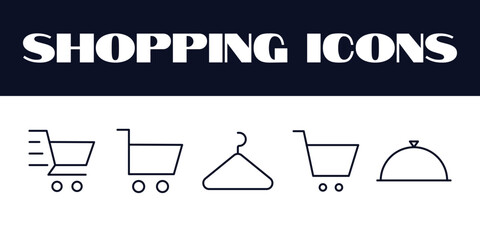 Shopping Icons set Vector. Online Shopping illustration icons. shopping bag, shopping cart vector online order icons vector