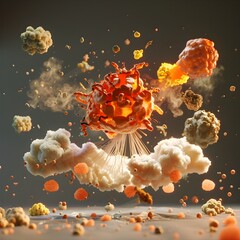 Poster - Explosive Radioactive Decay Process Illustrated in 3D Rendering