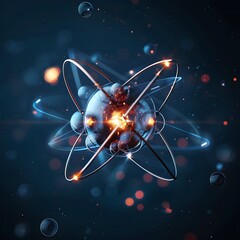 Poster - Titanium Atom Visualization Showcasing Its Versatile Applications in Aerospace Medicine and Industry