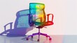 © Johannes - An office chair turns into a liquid transparent rainbow substance. Office furniture. Shadow on the white wall. hyper realistic