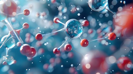 Poster - Molecular Bonds and Chemical Structures Illustrated in 3D Digital Art