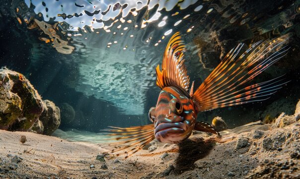 Exquisite cockerel fish in habitat