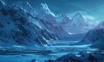 Wall Mural - Ice-covered mountain range background