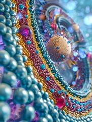 Poster - Vibrant Liposome Structure Visualization Colorful Molecular Artwork for Science and Pharmaceutical