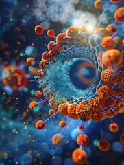 Poster - Colorful 3D of Liposome Structure Visualizing its Lipid Bilayer and Aqueous Interior for Drug