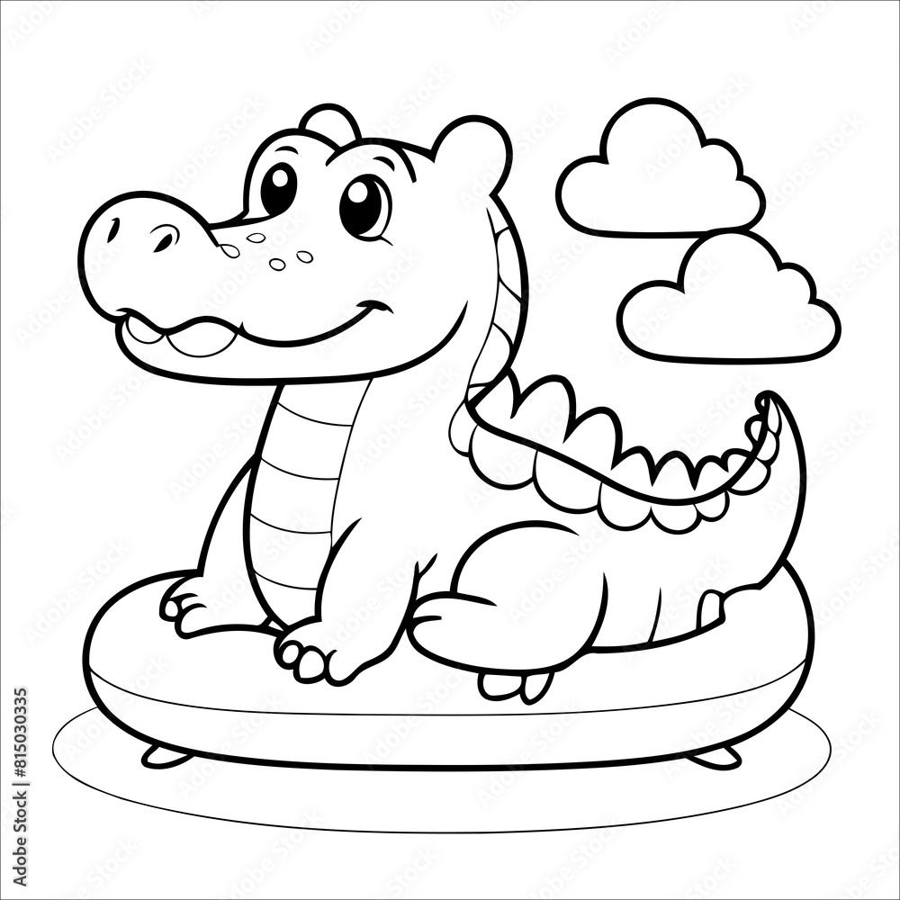 Vector illustration of cute Alligator coloring page for kids Stock ...