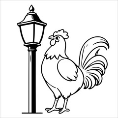 Canvas Print - Vector illustration of cute Rooster coloring page for kids