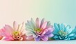 © Sandra - Blooming Splendor: Colorful Gradient Flowers on Pink and Blue Background