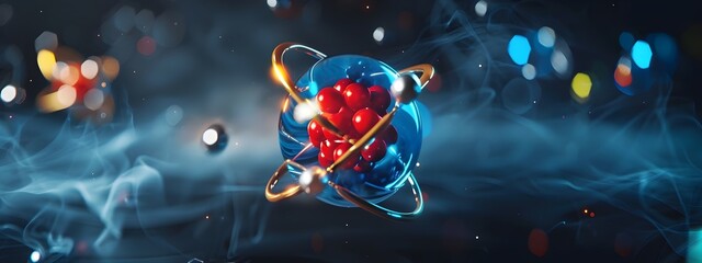 Poster - 3D Representation of a Technetium Atom Showcasing Its Electron and Applications in Medical Imaging