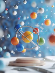 Poster - Atomic Nucleus Infographic Visualizing Nuclear Properties and Dynamics
