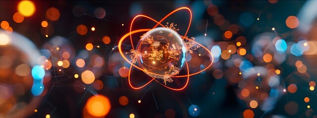 Poster - 3D Representation of a Technetium Atom Showcasing its Electron and Applications in Medical Imaging