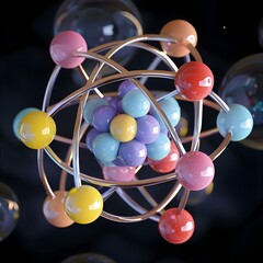 Poster - Detailed 3D Rendered Diagram Illustrating the Electron and Electronegativity of Halogen Atoms