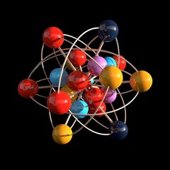 Poster - Colorful 3D Rendered Diagram of Halogen Atom Electron